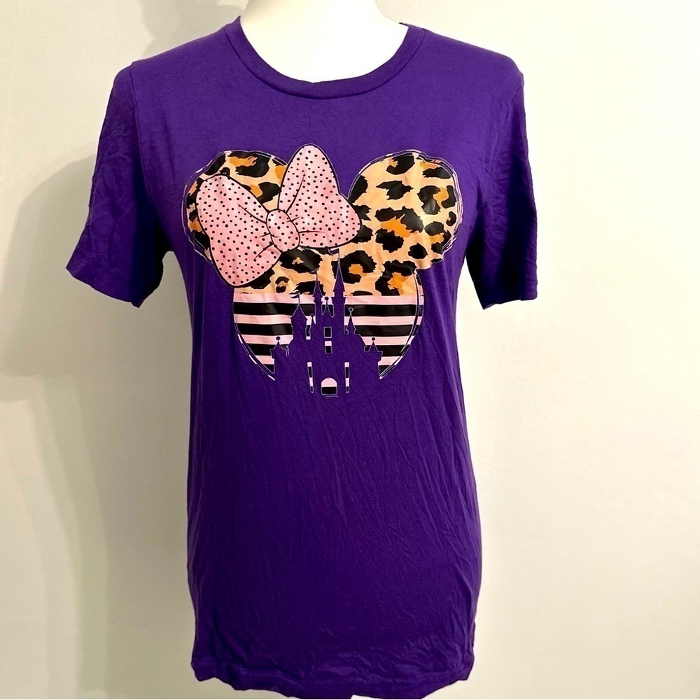 Disney Minnie Mouse Leopard disney castle  Bella Canvas T-Shirt size small - Picture 2 of 9